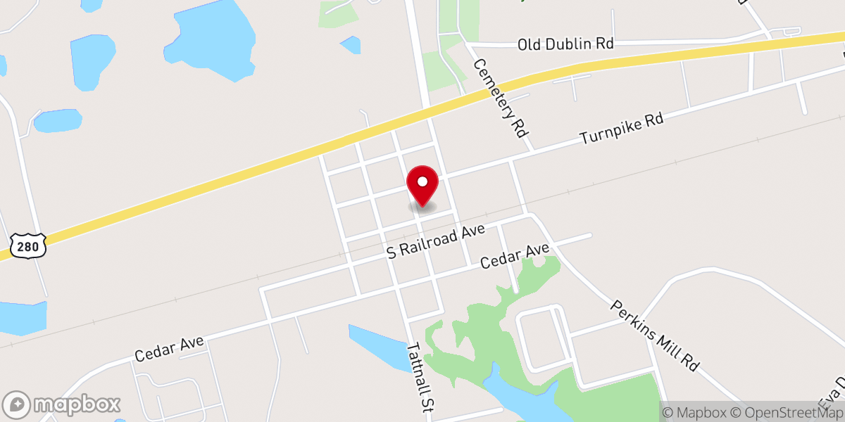Map showing location of Cowart's Family Dining