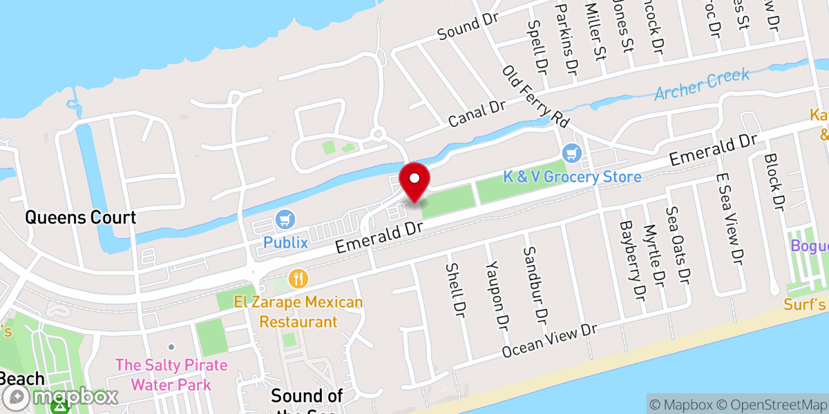 Map showing location of Emerald Isle Baptist Church