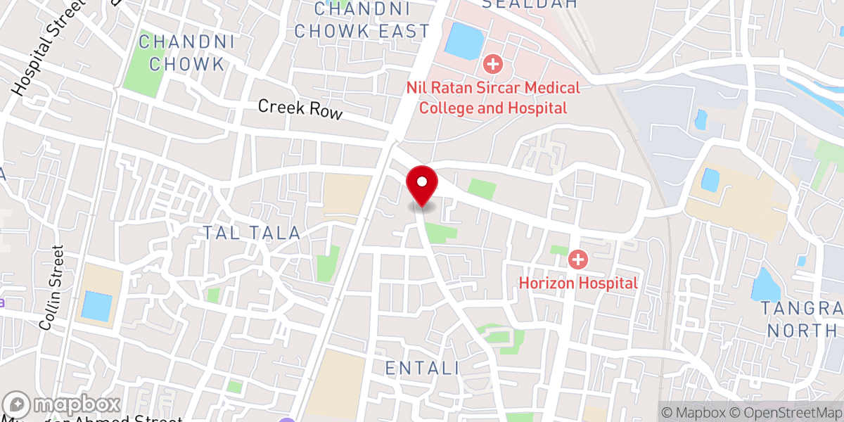 Map showing location of Entally Baptist Church