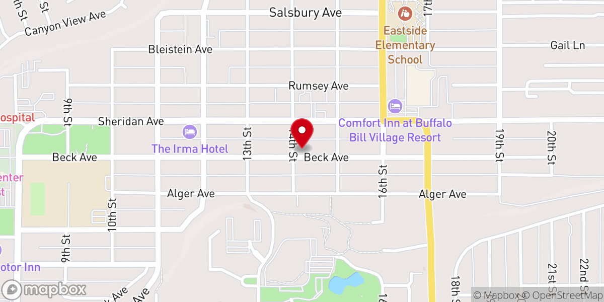 Map showing location of Cody United Methodist Church