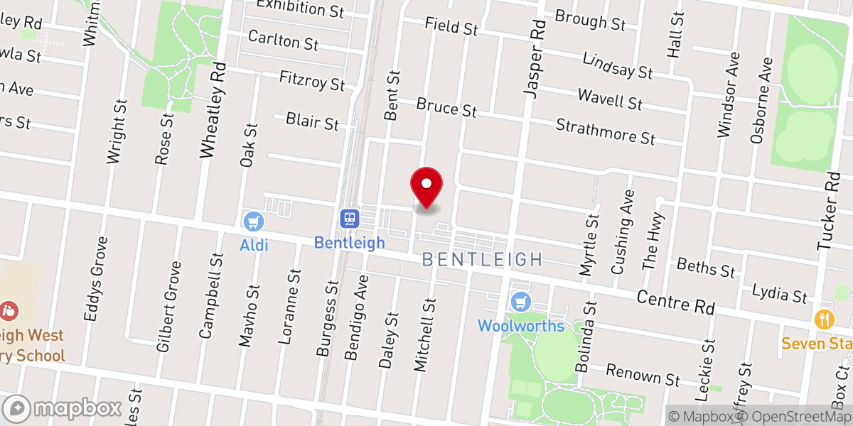 Map showing location of Bentleigh Baptist Church