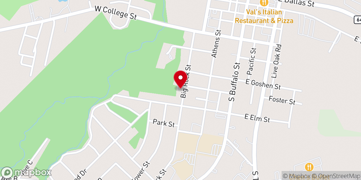 Map showing location of Big Rock Church of Christ