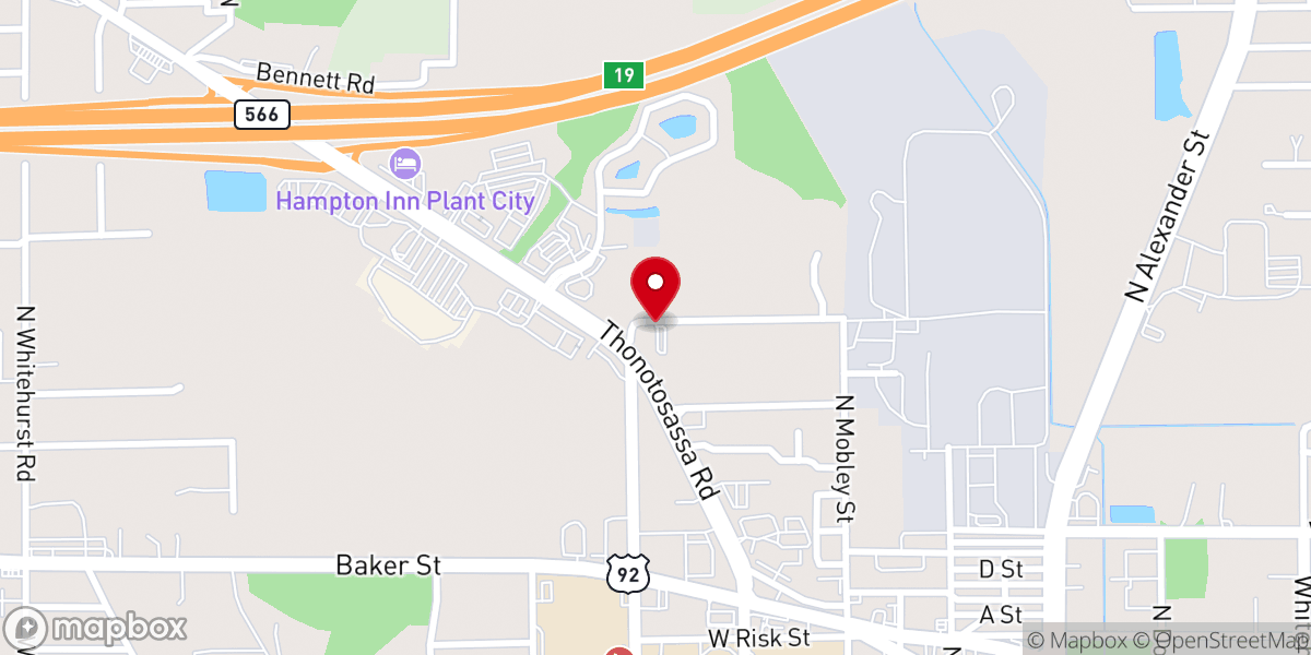 Map showing location of Plant City Seventh-Day Adventist Church