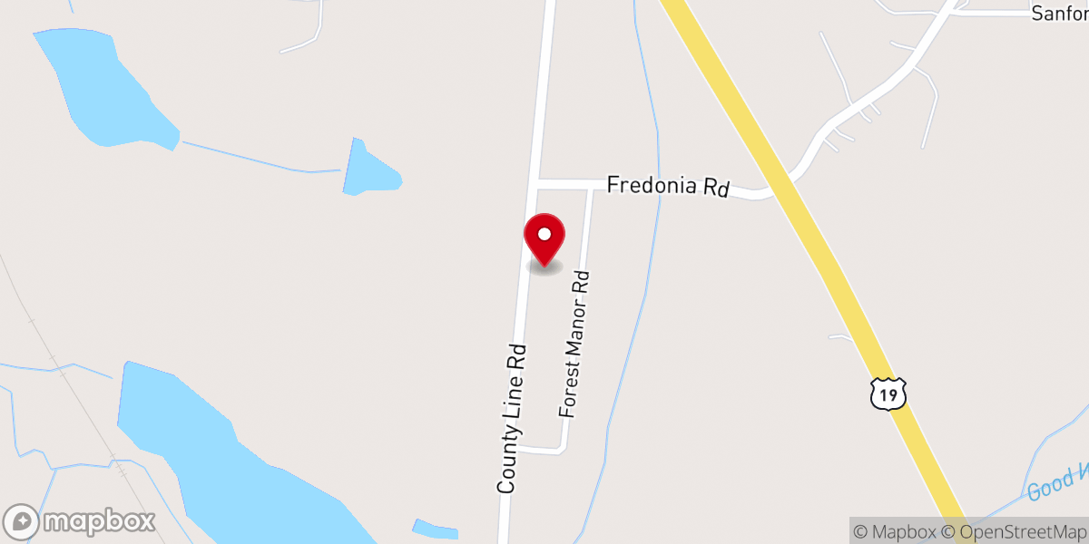 Map showing location of New Growth Baptist Church
