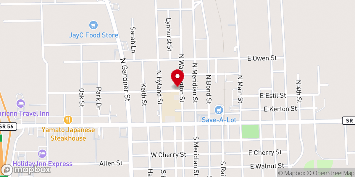 Map showing location of Scottsburg Wesleyan Church
