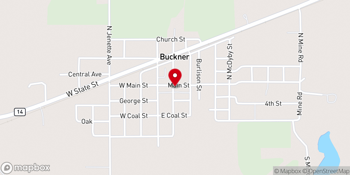 Map showing location of Buckner Village Hall