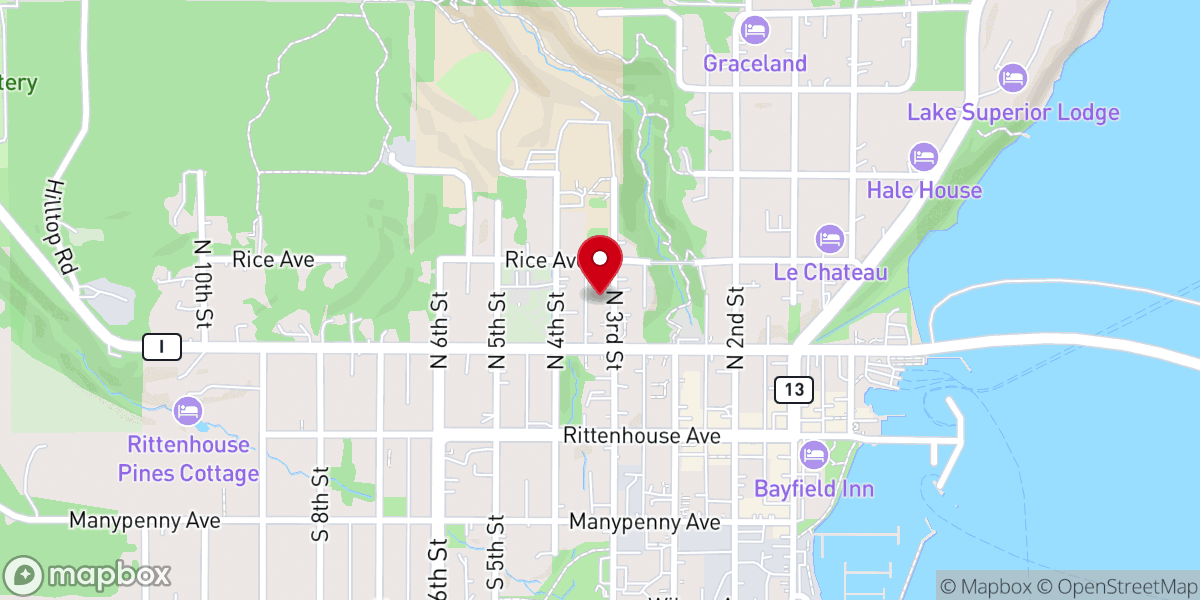 Map showing location of Christ Episcopal Church of Chequamegon Bay