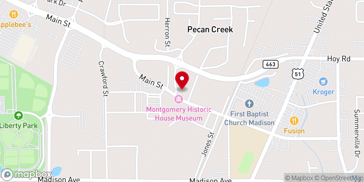 Map showing location of Madison Methodist Church
