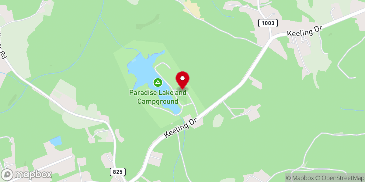 Map showing location of Paradise Lake and Campground