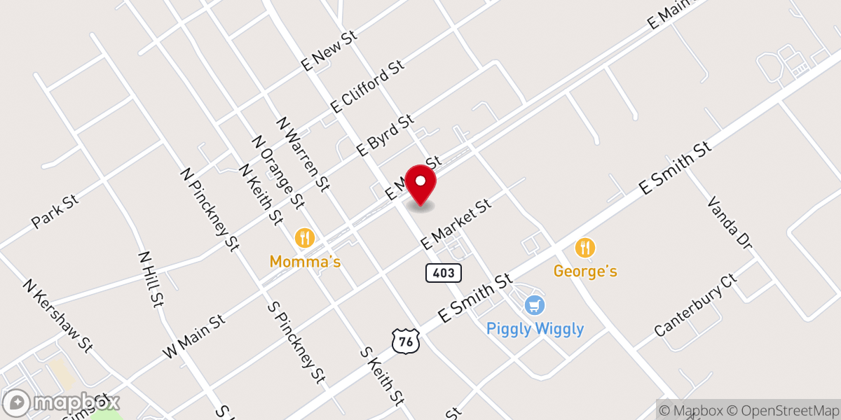 Map showing location of New Zion #1 Baptist Church