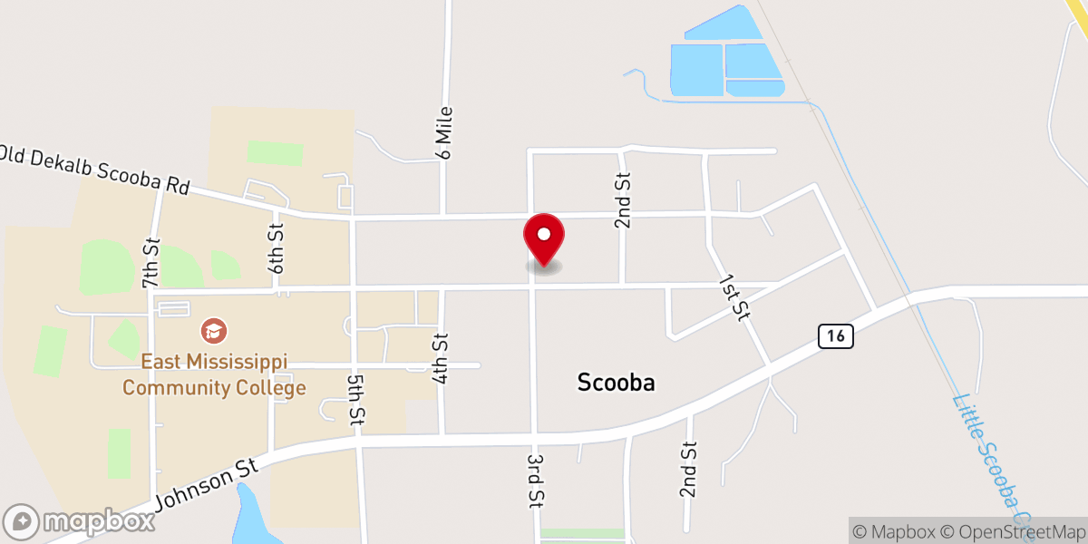 Map showing location of Scooba United Methodist Church
