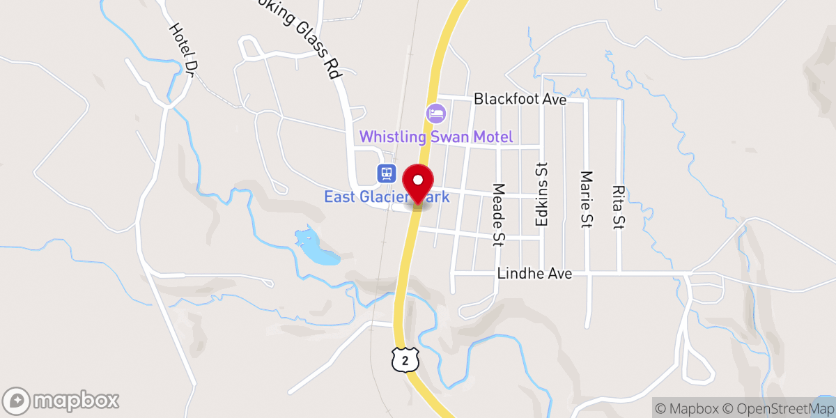 Map showing location of East Glacier Park