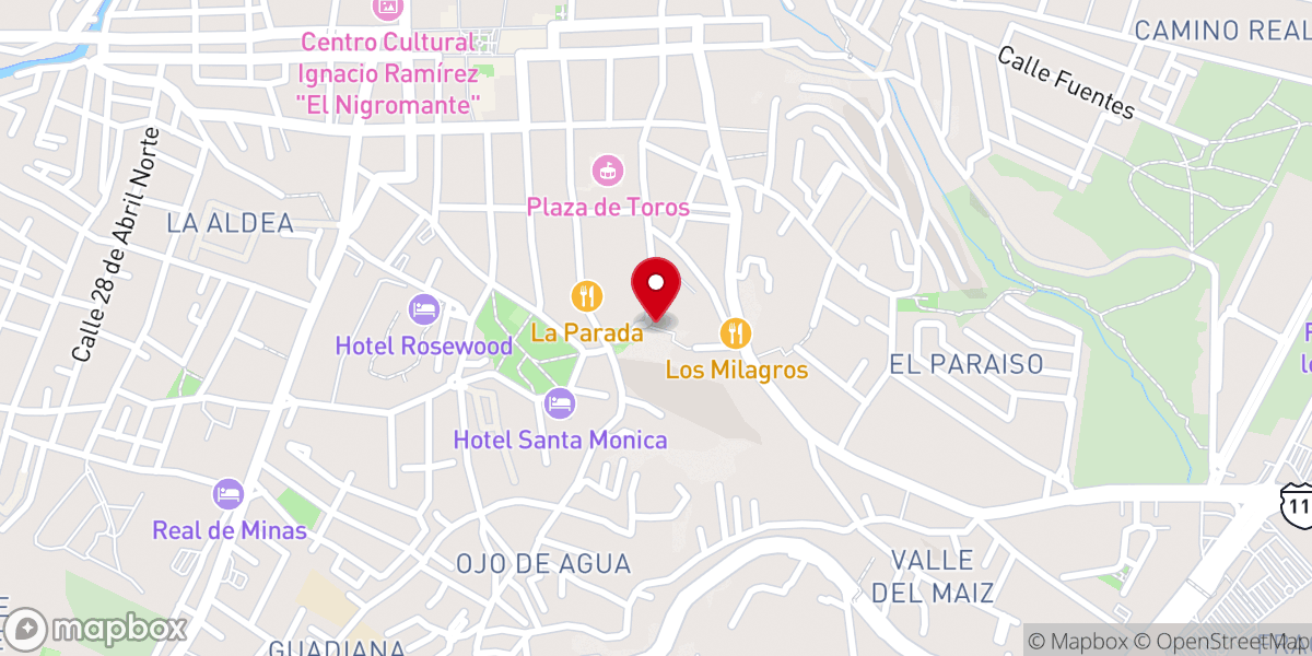 Map showing location of Capilla Santa Cruz del Chorro