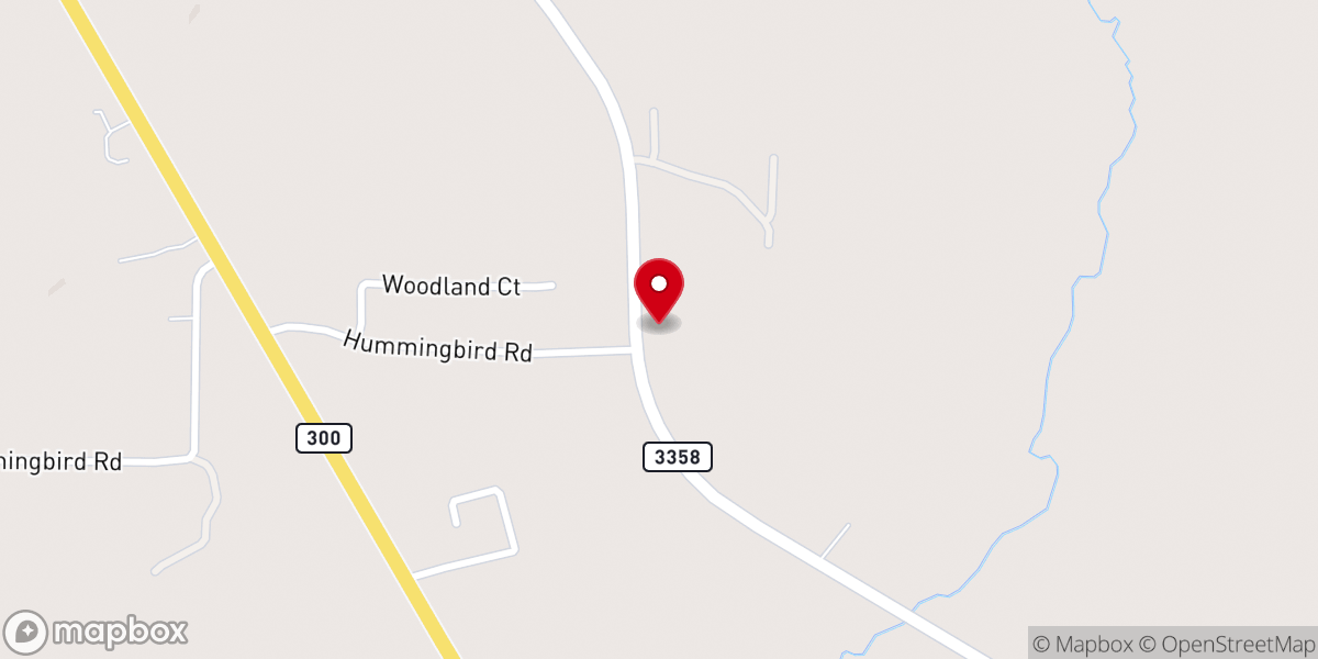 Map showing location of Woodland Baptist Church