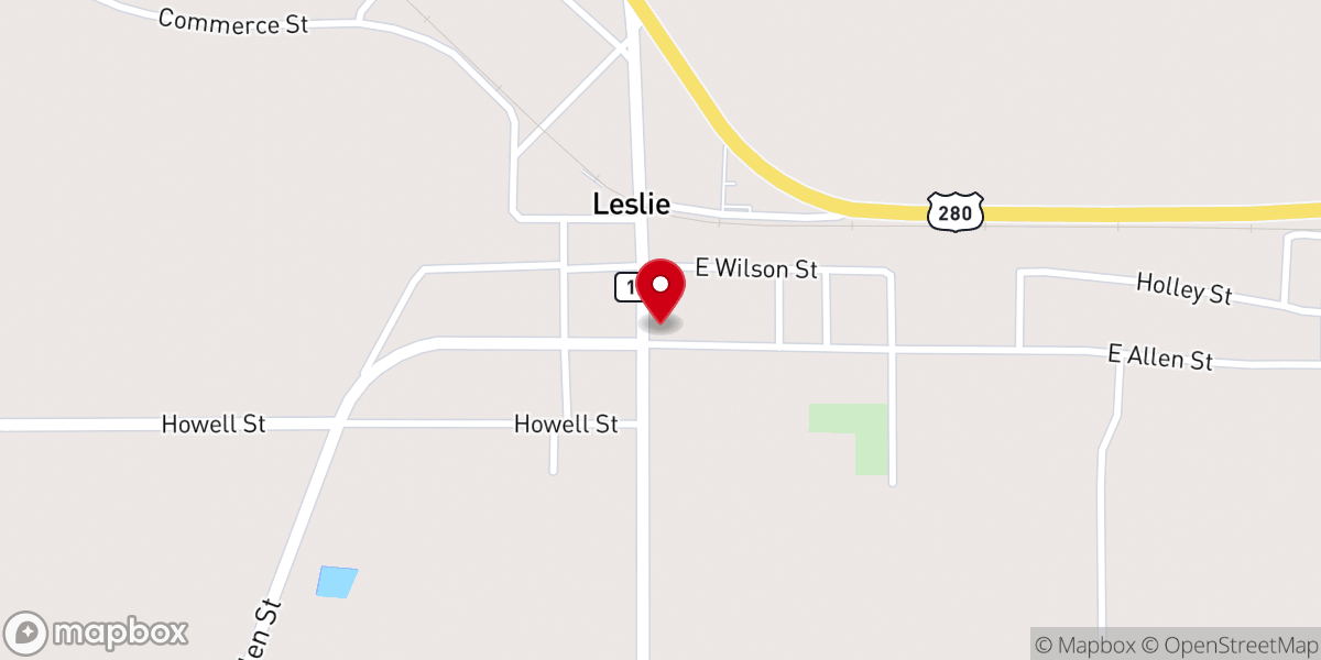 Map showing location of Leslie Methodist Parsonage