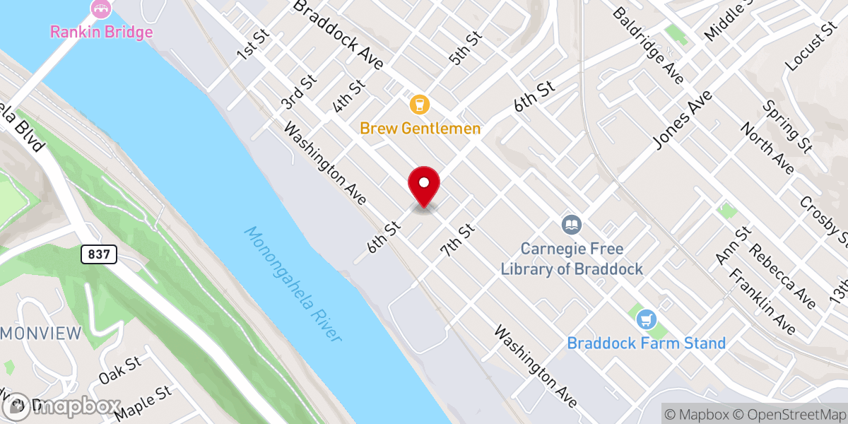 Map showing location of Holliday Memorial AME Zion Church