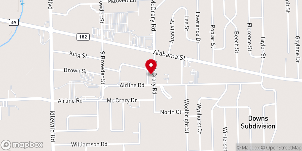 Map showing location of Columbus Christian Center