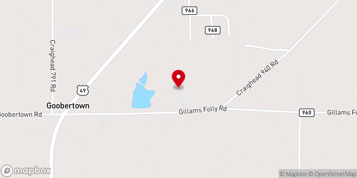 Map showing location of New Antioch Baptist Church