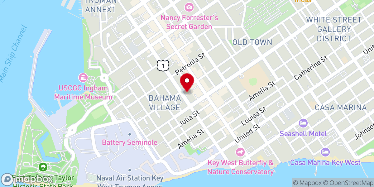 Map showing location of Weddings + Events at the Ernest Hemingway Home