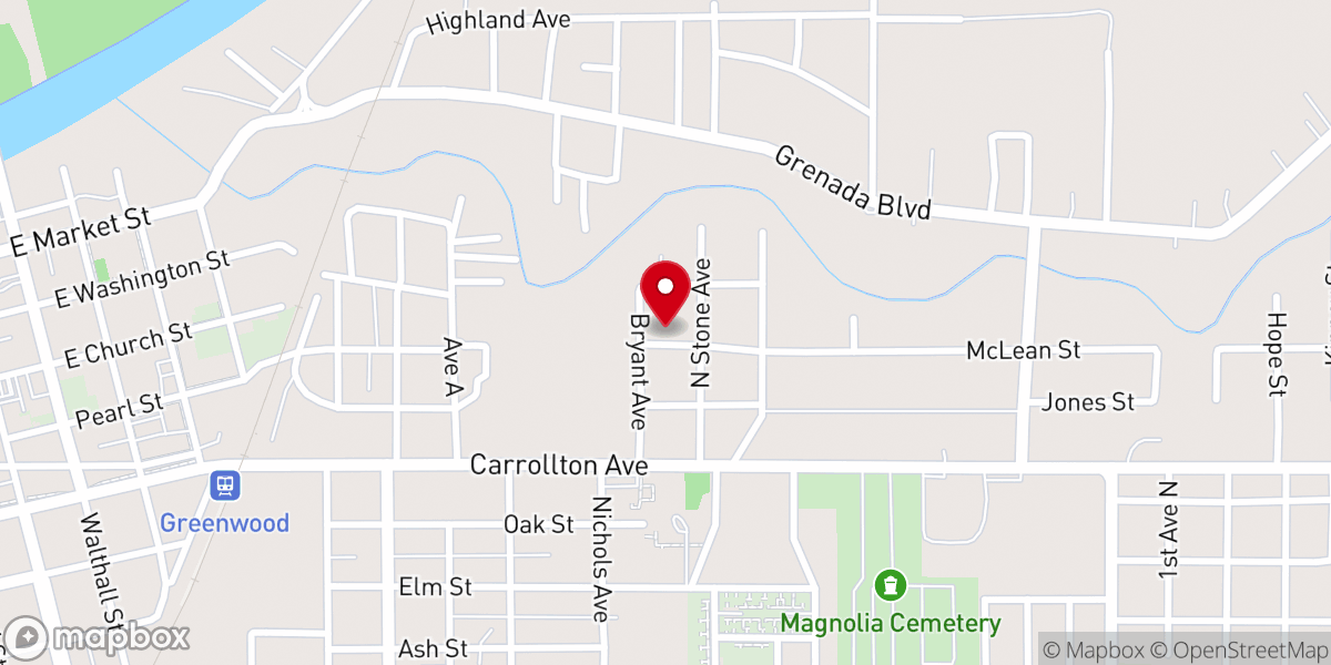 Map showing location of The Salvation Army Greenwood MS Corps