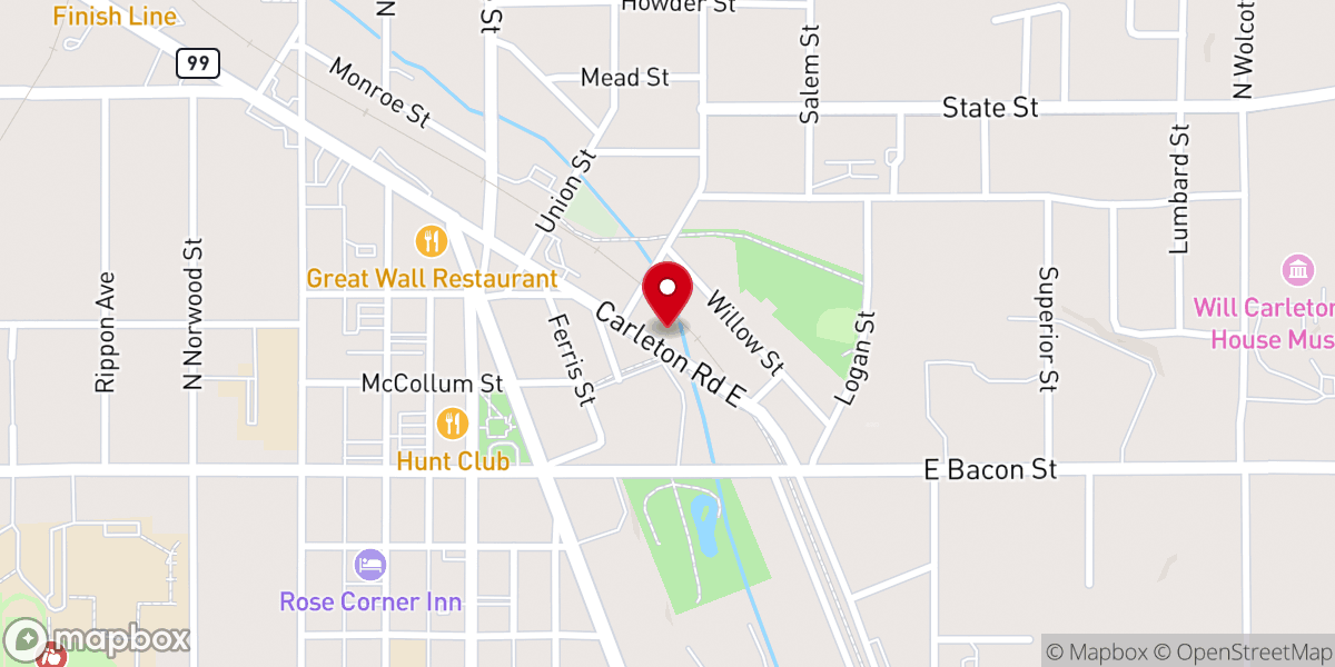 Map showing location of McCall's Center Reception Hall