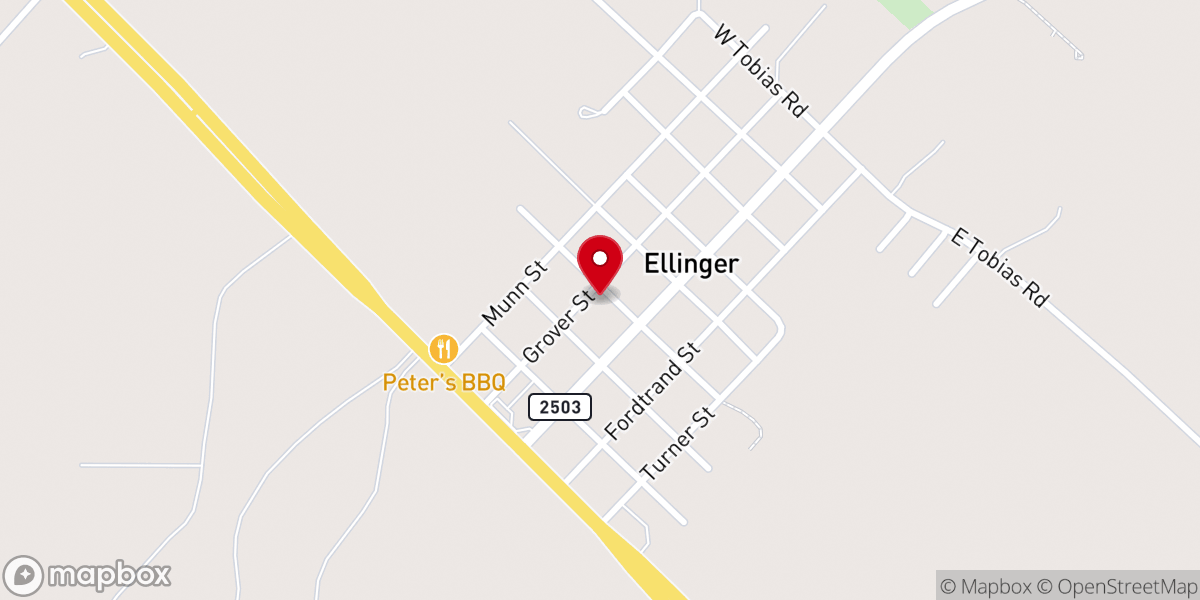 Map showing location of St John Lutheran Church - Ellinger