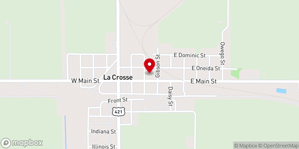 Map showing location of LaCrosse United Methodist Church