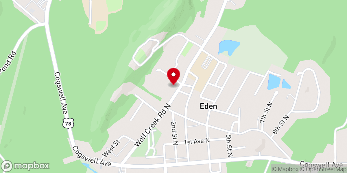 Map showing location of Eden Westside Baptist Church
