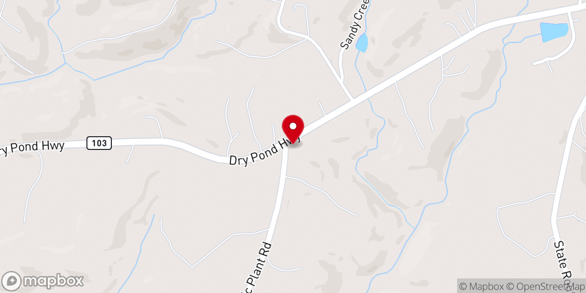 Map showing location of Dry Pond Church of Christ