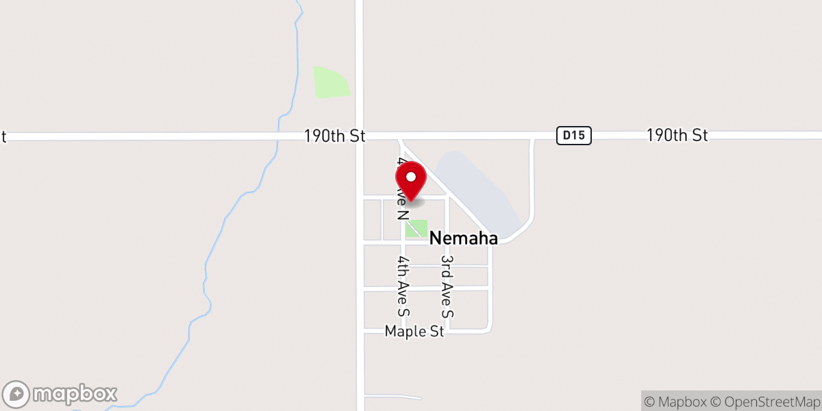 Map showing location of Nemaha United Methodist Church