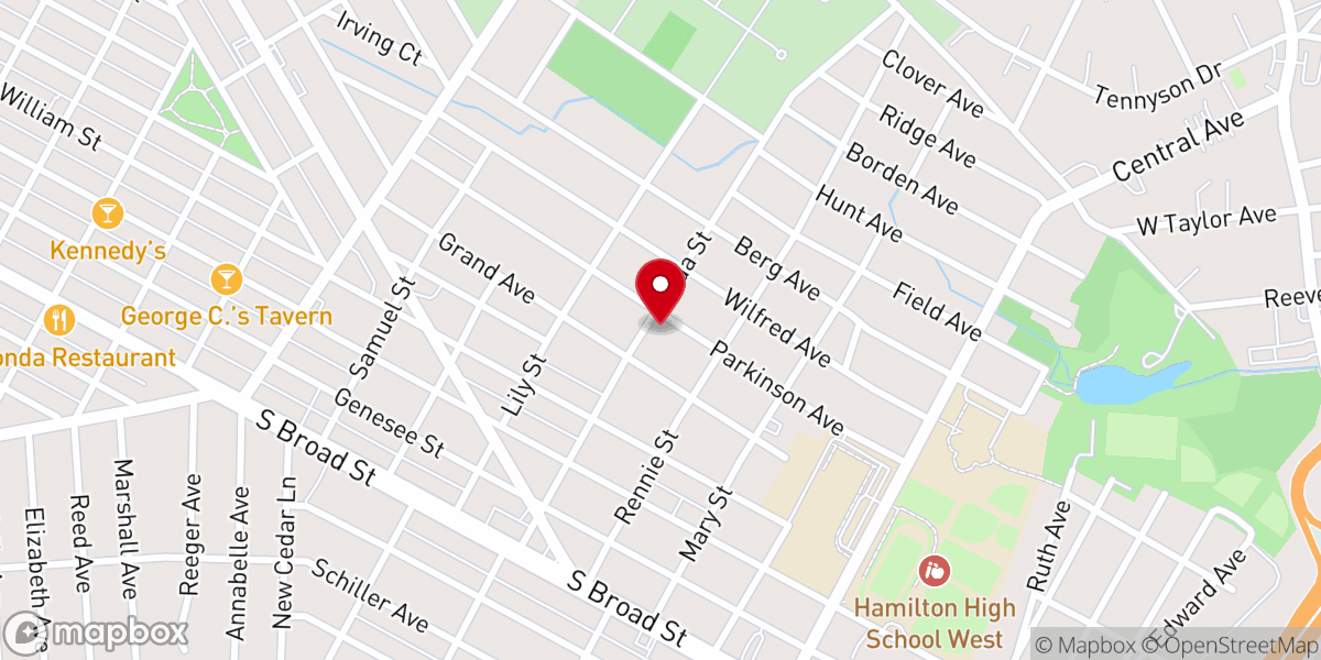 Map showing location of Greater Mt Olive M.B. Church Trenton, NJ 08610