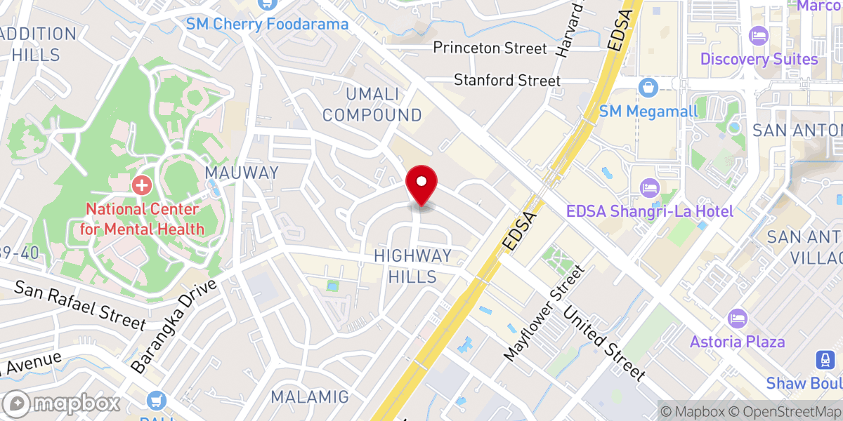 Map showing location of Highway Hills United Methodist Church