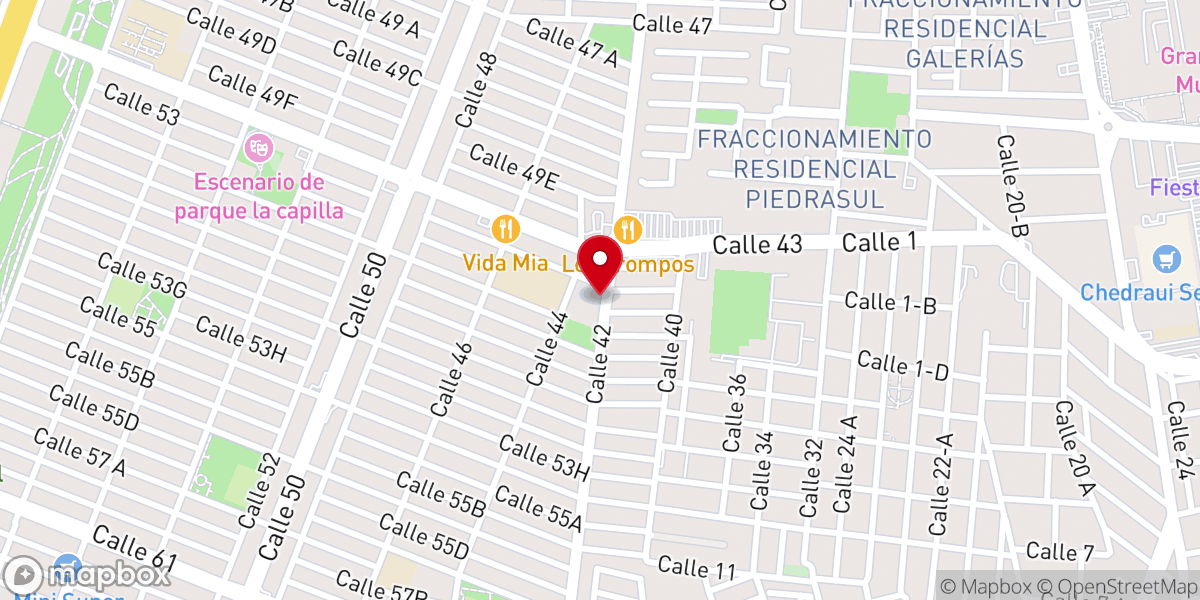 Map showing location of Iglesia Bíblica La Roca