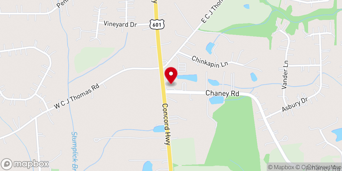 Map showing location of Lakeview Baptist Church