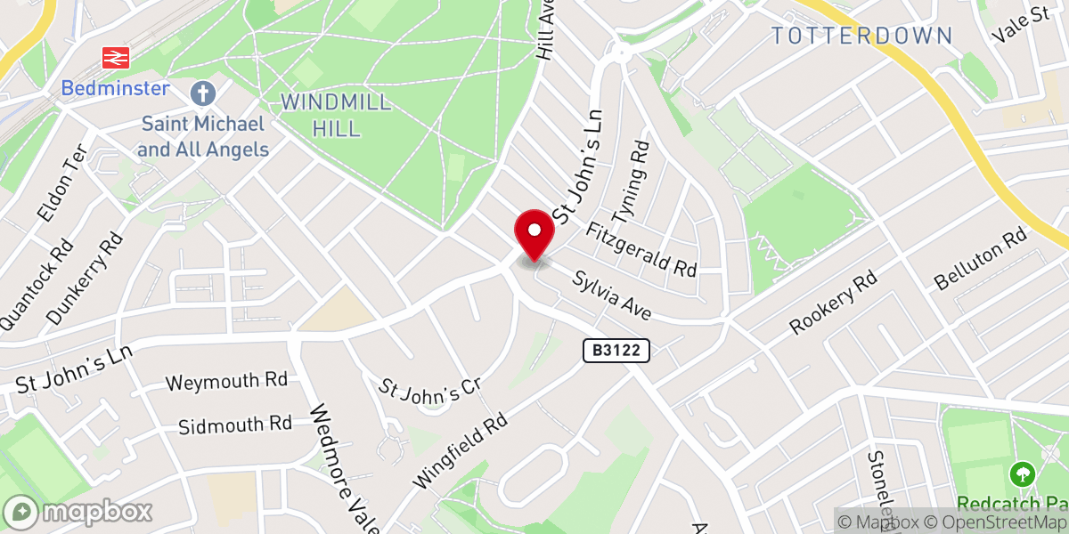 Map showing location of Victoria Park Baptist Church