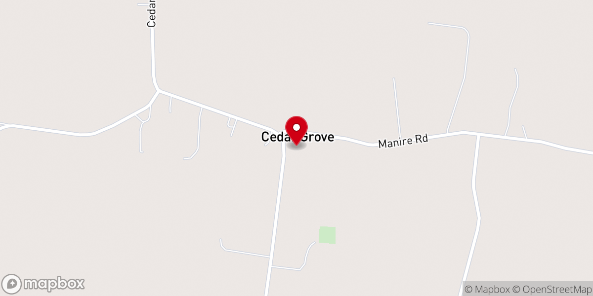 Map showing location of Cedar Grove Church