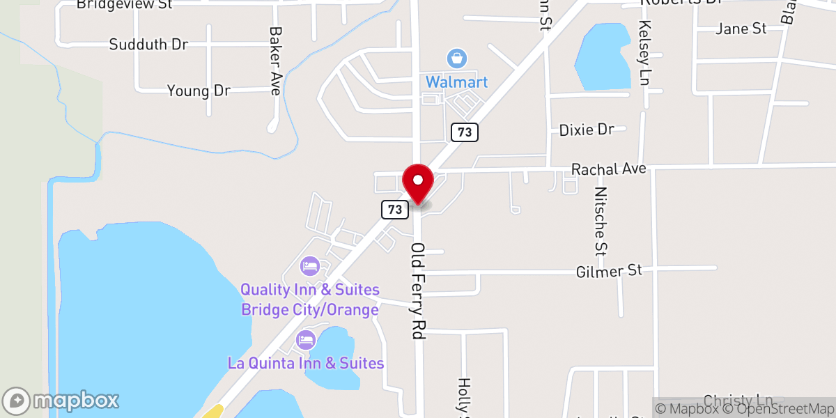 Map showing location of Bridge City
