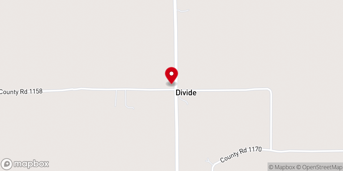 Map showing location of Divide Baptist Church