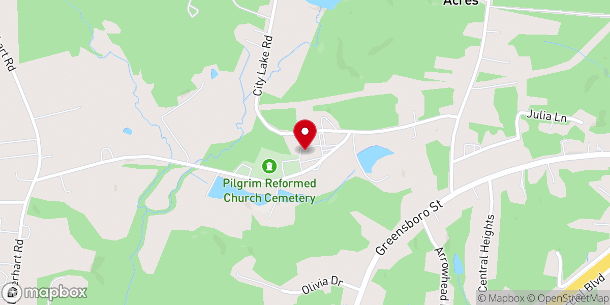 Map showing location of Pilgrim Reformed Church