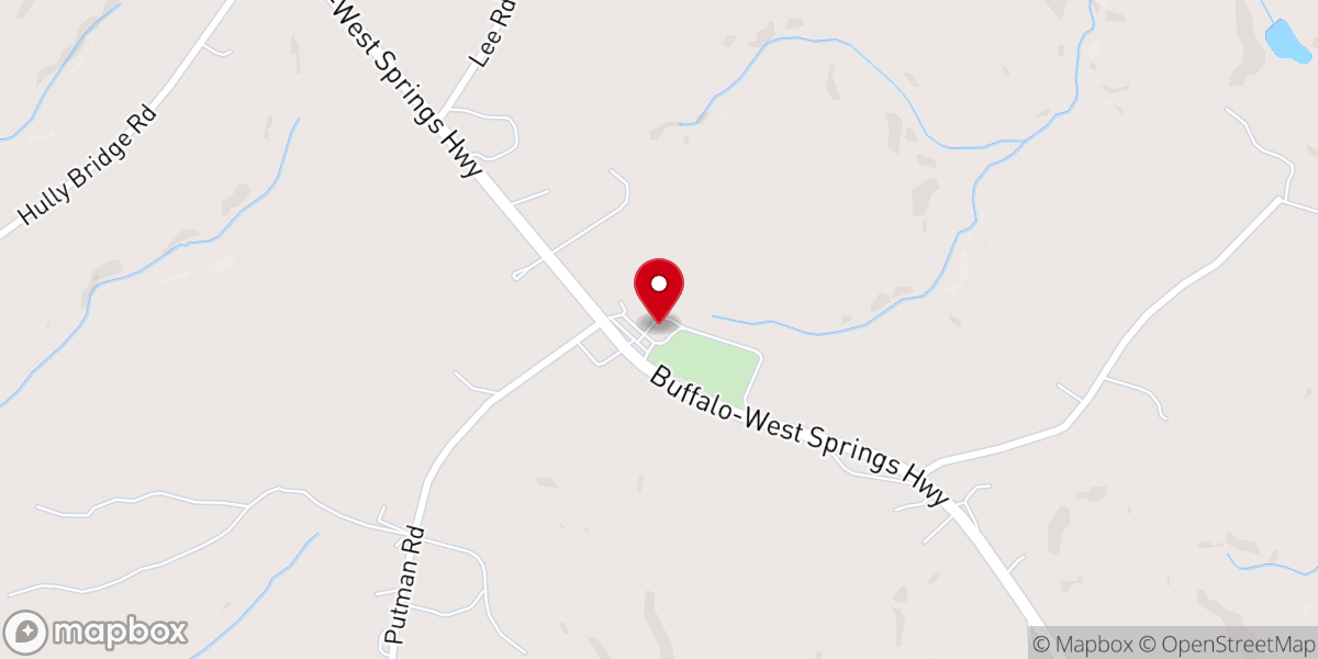 Map showing location of Putnam Baptist Church