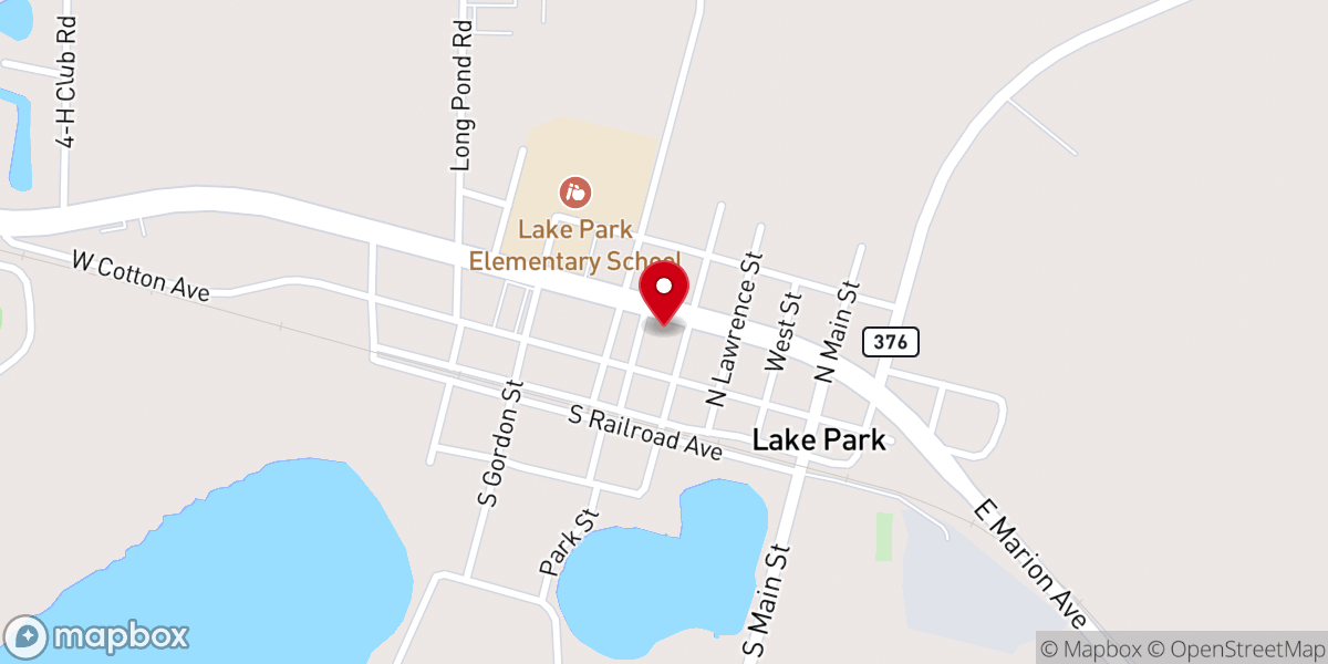 Map showing location of Lake Park