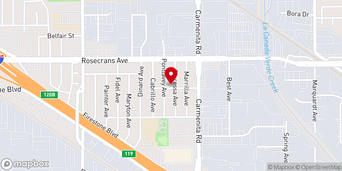 Map showing location of Carmenita Baptist Church