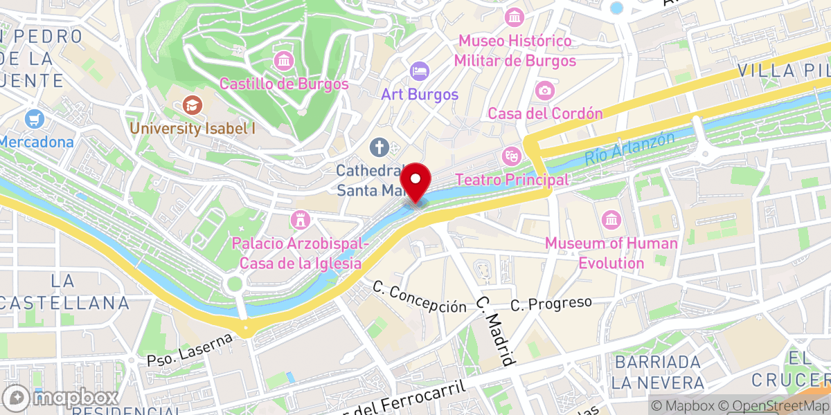 Map showing location of Puente Santa María