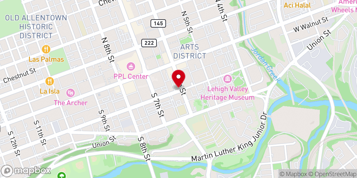 Map showing location of St John's UCC Allentown