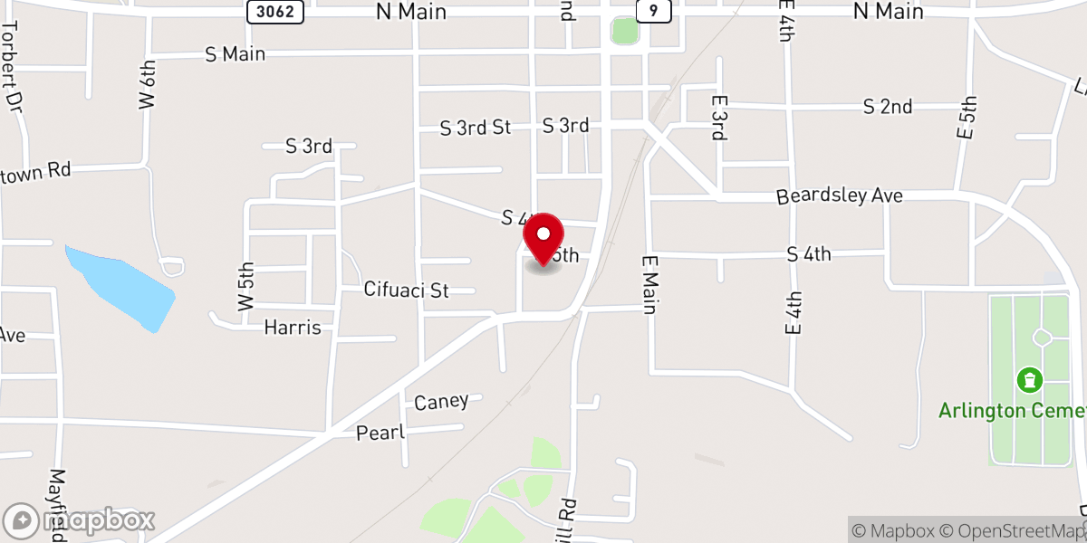 Map showing location of Hope Worship Center
