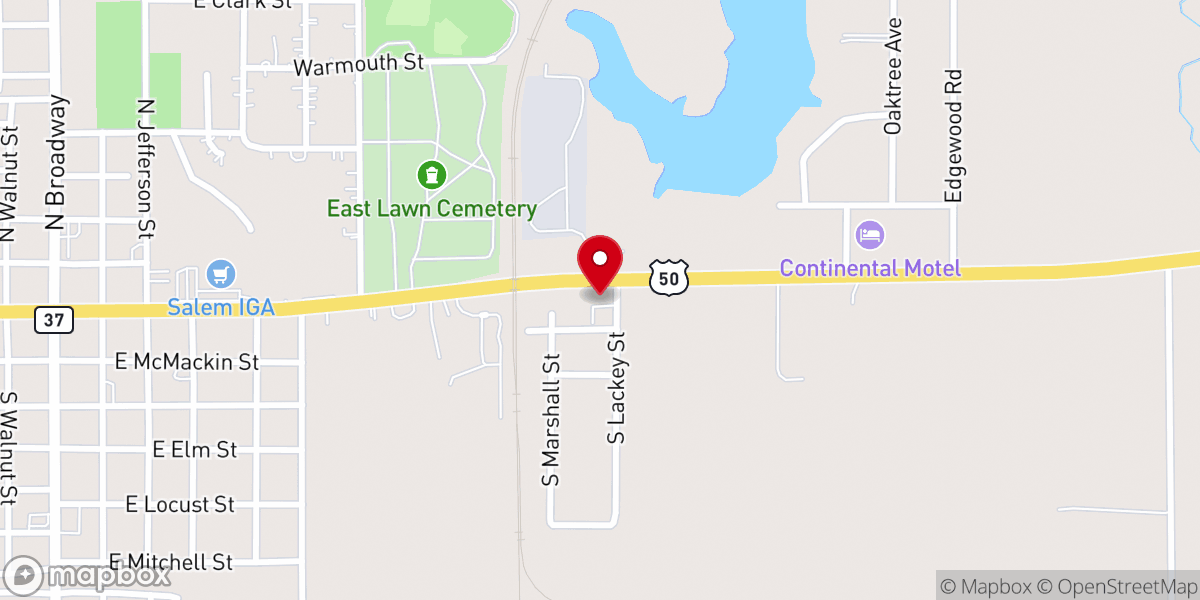Map showing location of Salem Church of Christ