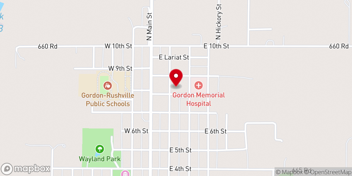 Map showing location of Grace Lutheran Church (LCMS), Gordon, NE