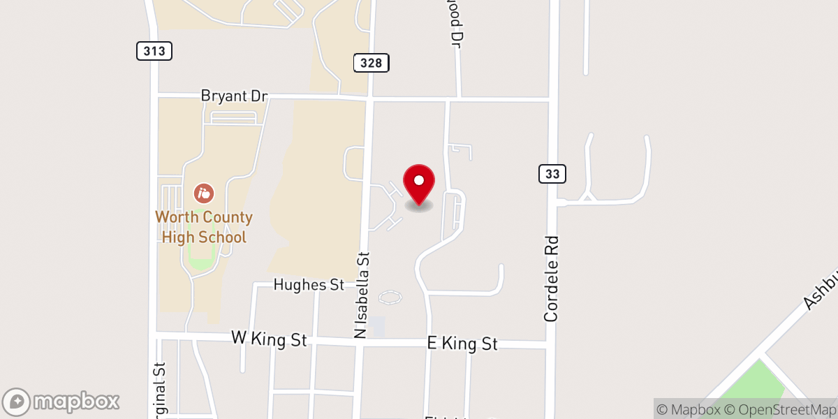Map showing location of Worth County Primary School