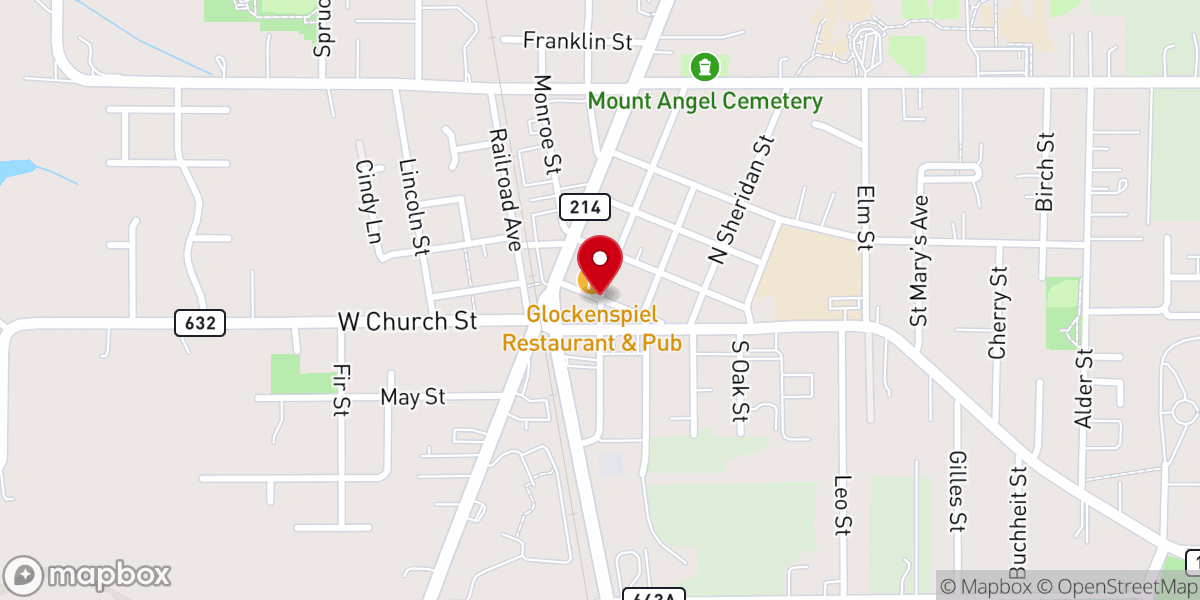 Map showing location of Mt Angel Oktoberfest