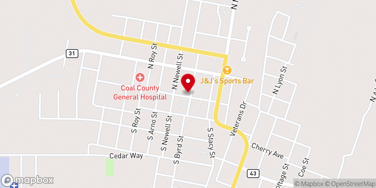 Map showing location of Assembly of God